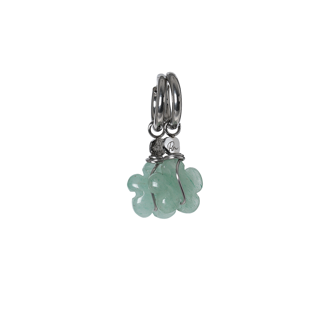 oorbellen bloem aventurijn groen lathyrus van pimpsandpearls
