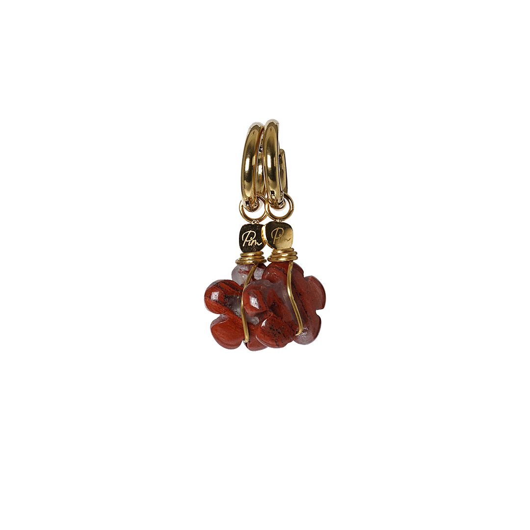 oorbellen bloem jaspis rood papaver van pimpsandpearls