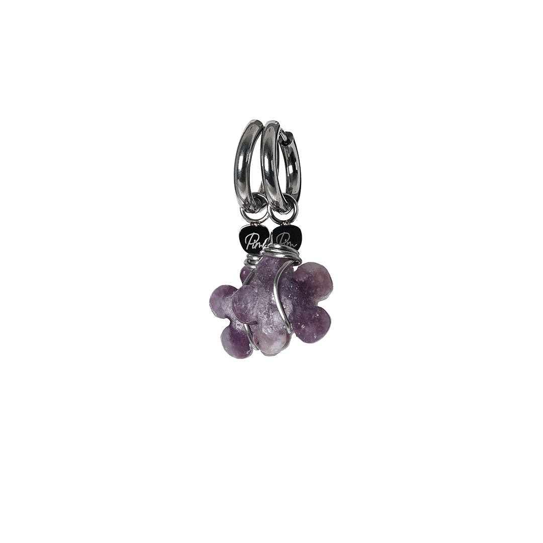 oorbellen bloem lepidoliet lila dagbloem van pimpsandpearls