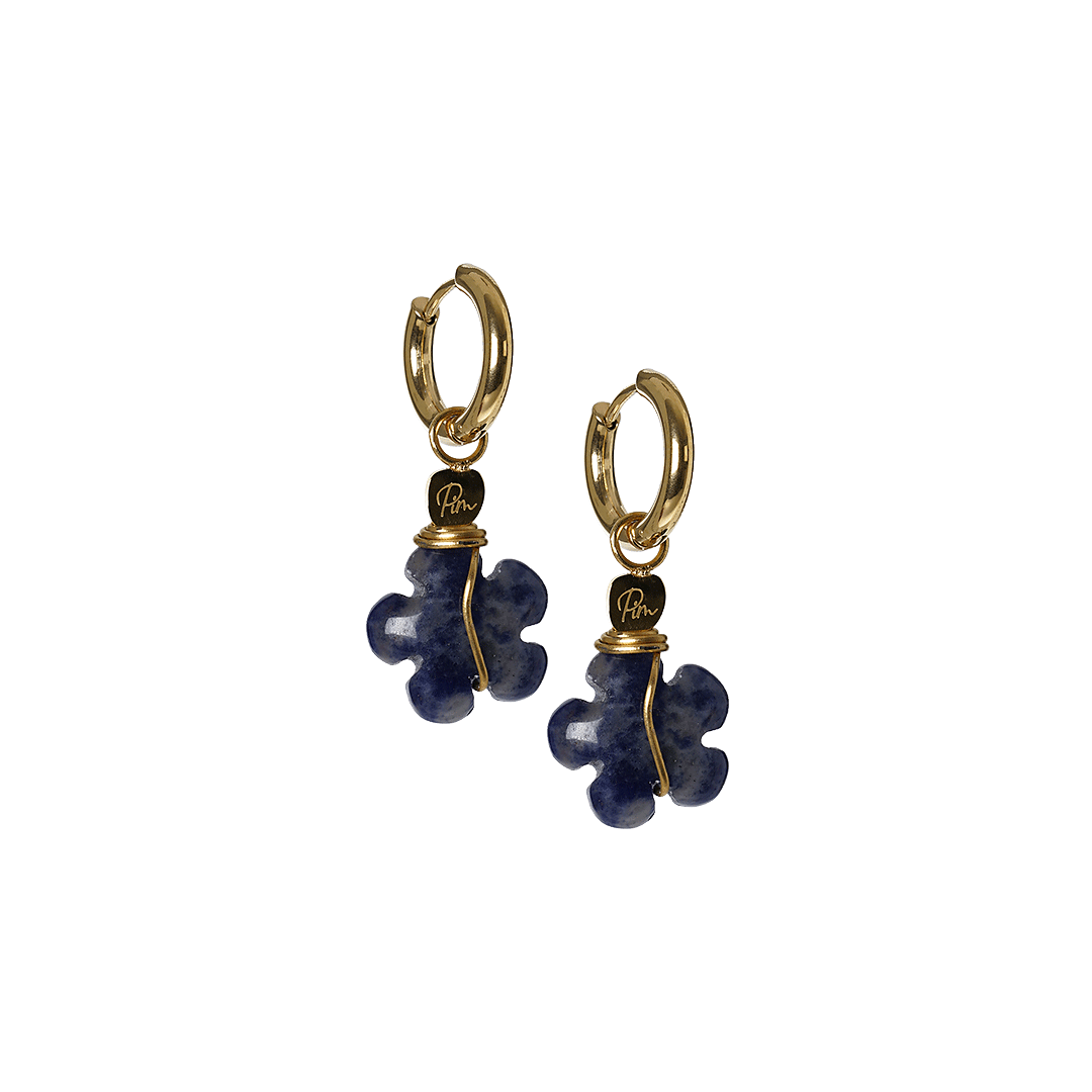 oorbellen bloem sodaliet blauw ridderspoor van pimpsandpearls