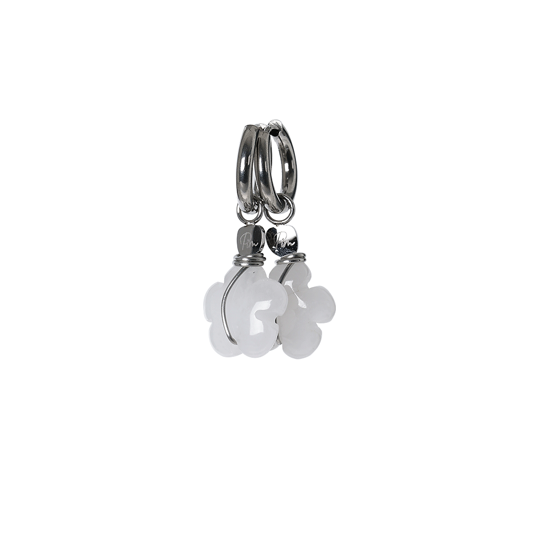oorbellen bloem wit agaat sneeuwklokje van pimpsandpearls
