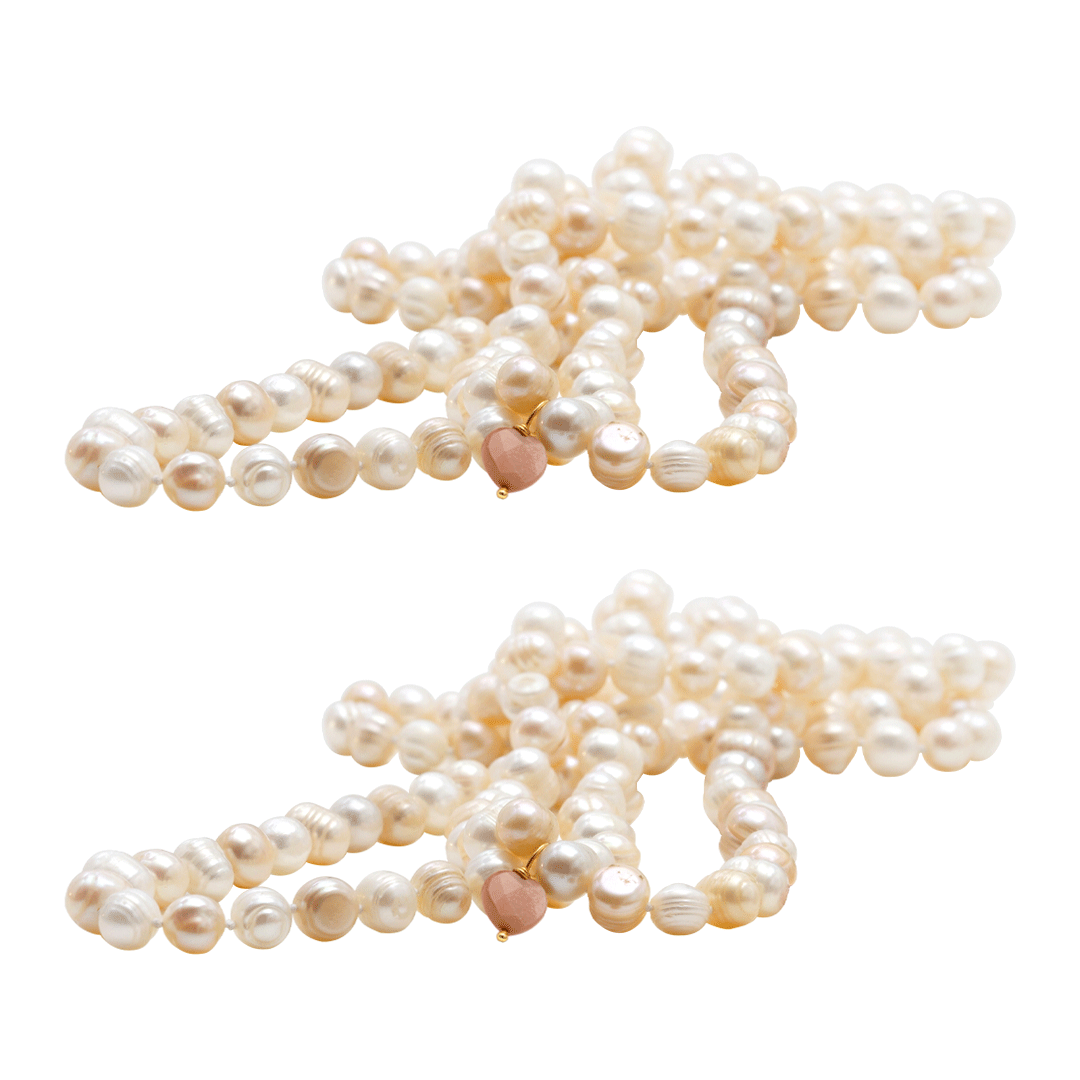 set van 2 lange Parel kettingen roze van PimpsandPearls