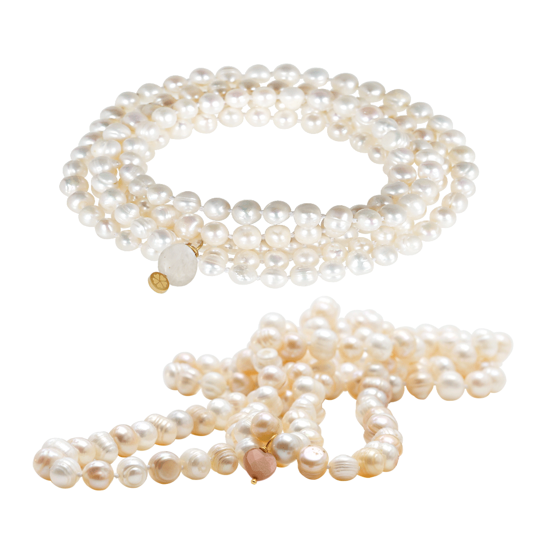 set van 2 lange Parel kettingen roze en wit van PimpsandPearls