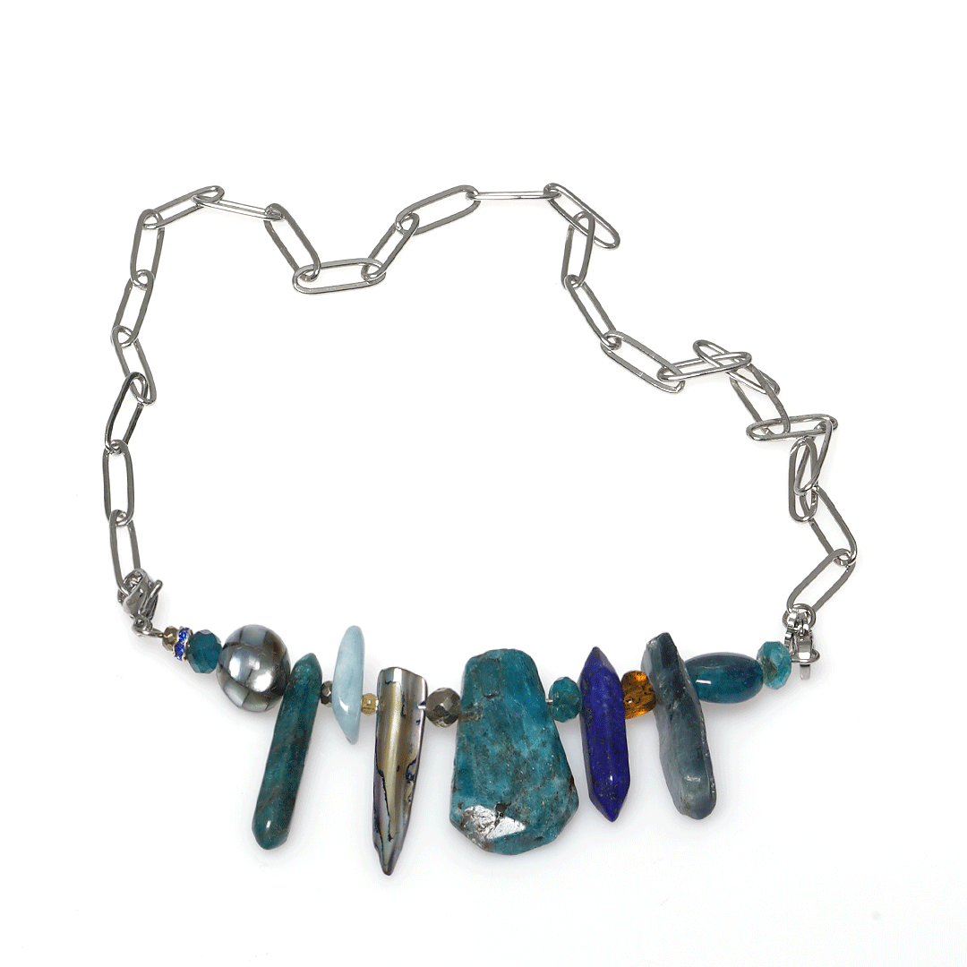 ketting edelsteen blauw apatiet mix bar boog van pimpsandpearls