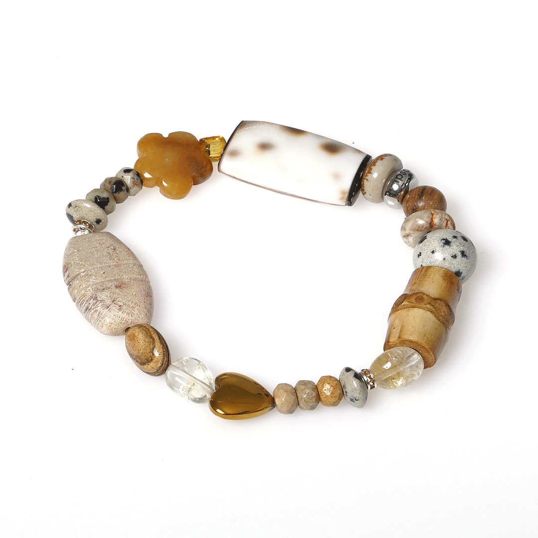 naturel mix armband edelsteen schelp van pimpsandpearls