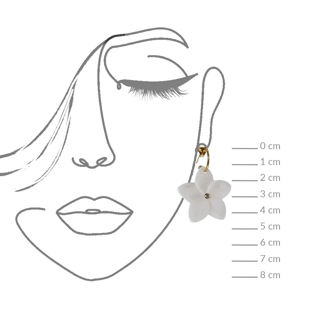 schelp oorbellen goud gezicht fruity pearls van pimpsandpearls pim new witte bloem