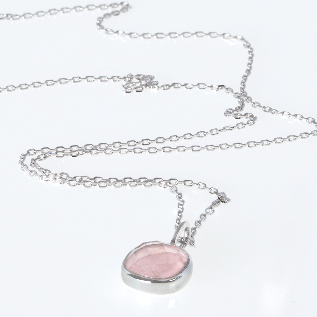 ketting zilver rozenkwarts hanger 1154 02 pimpsandpearls