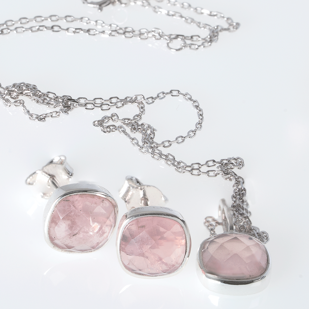 zilveren sieradenset rozenkwarts pimpsandpearls