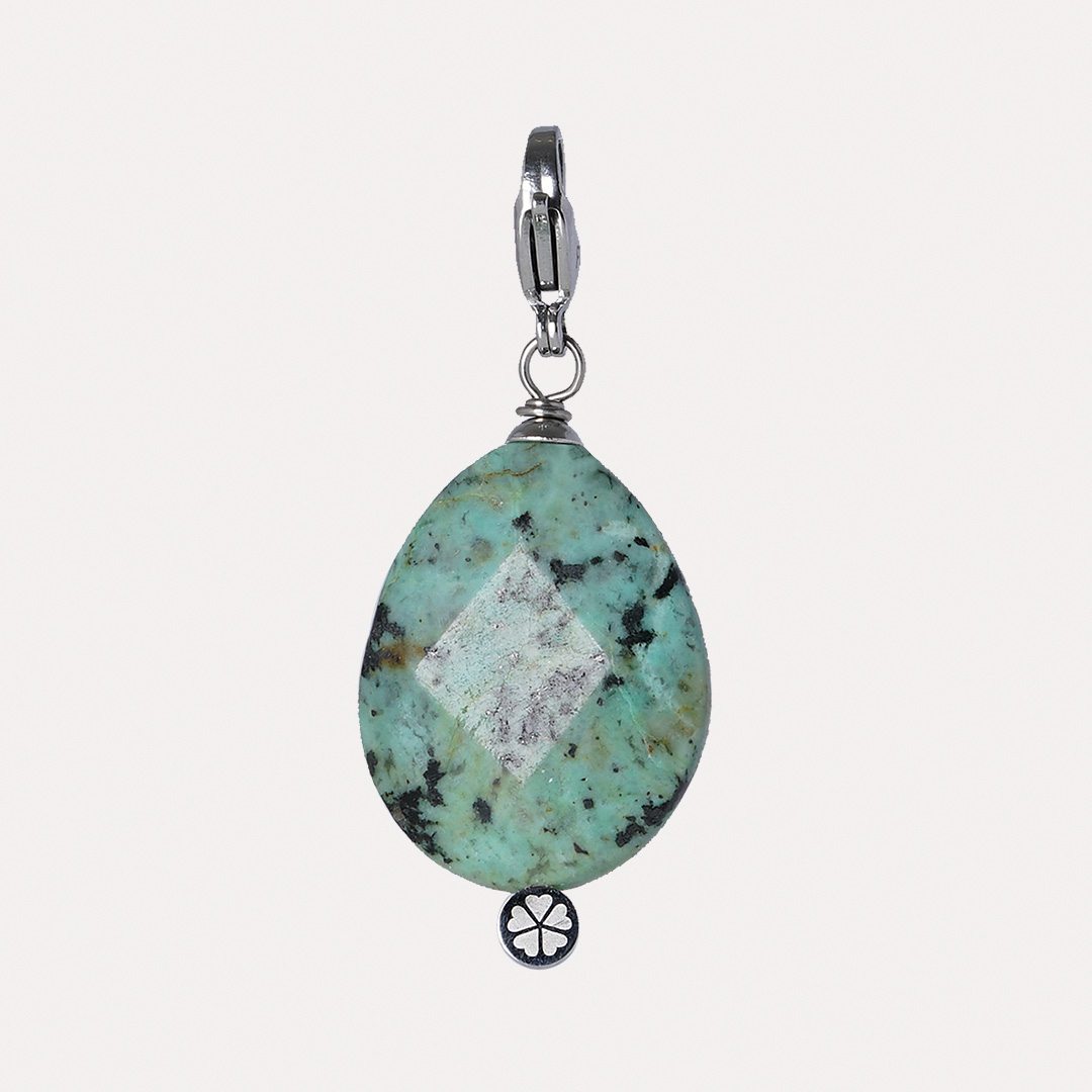 edelsteen bedel groen turquoise zilver maxi rocks