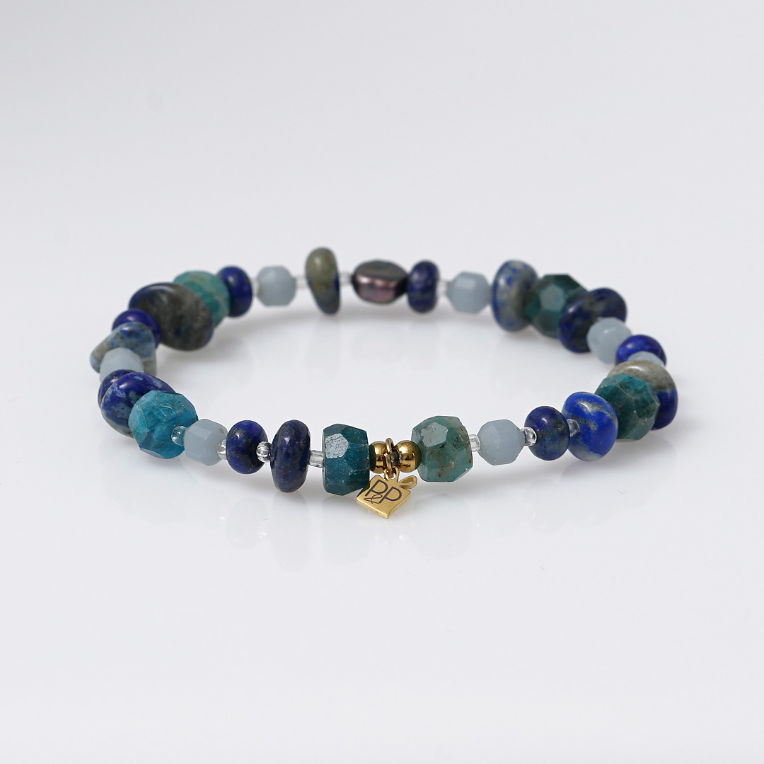 armband blauw edelsteen mix tropical rough van pimpsandpearls b