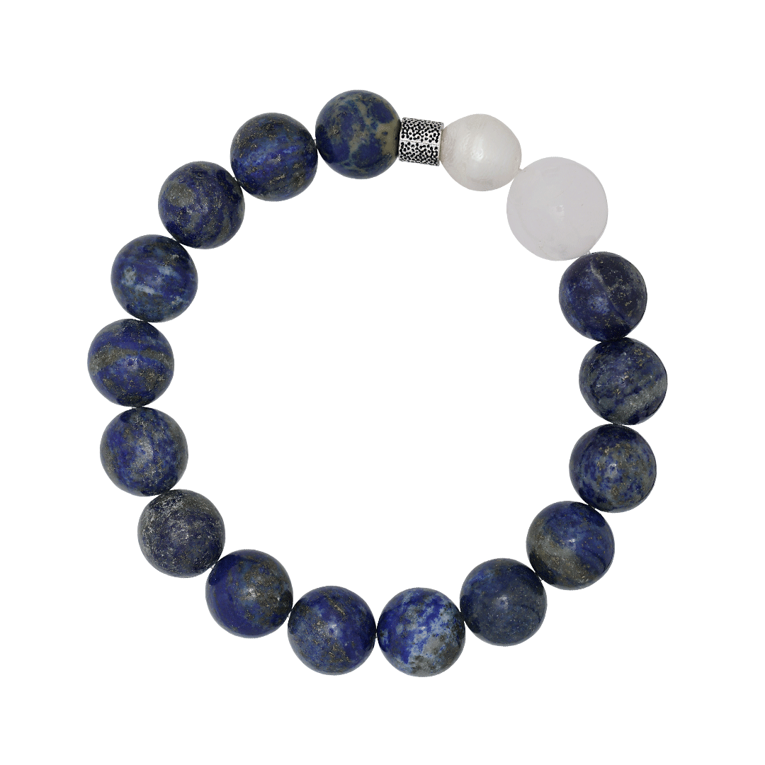 armband blauw lapis lazuli edelsteen 12mm mala van pimpsandpearls b