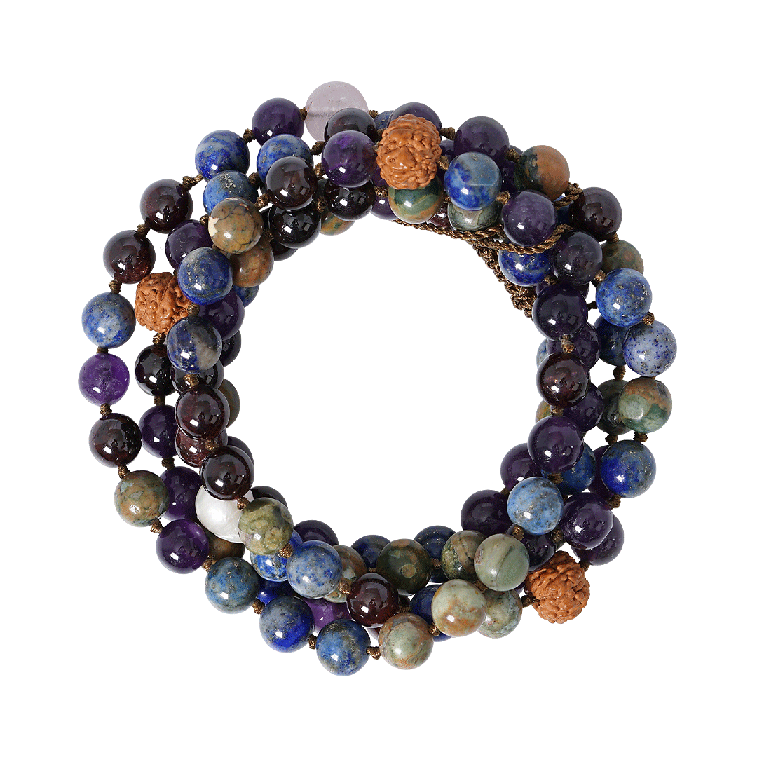 ketting edelsteen mix mala xl 108 cm van PimpsandPearls Pim b