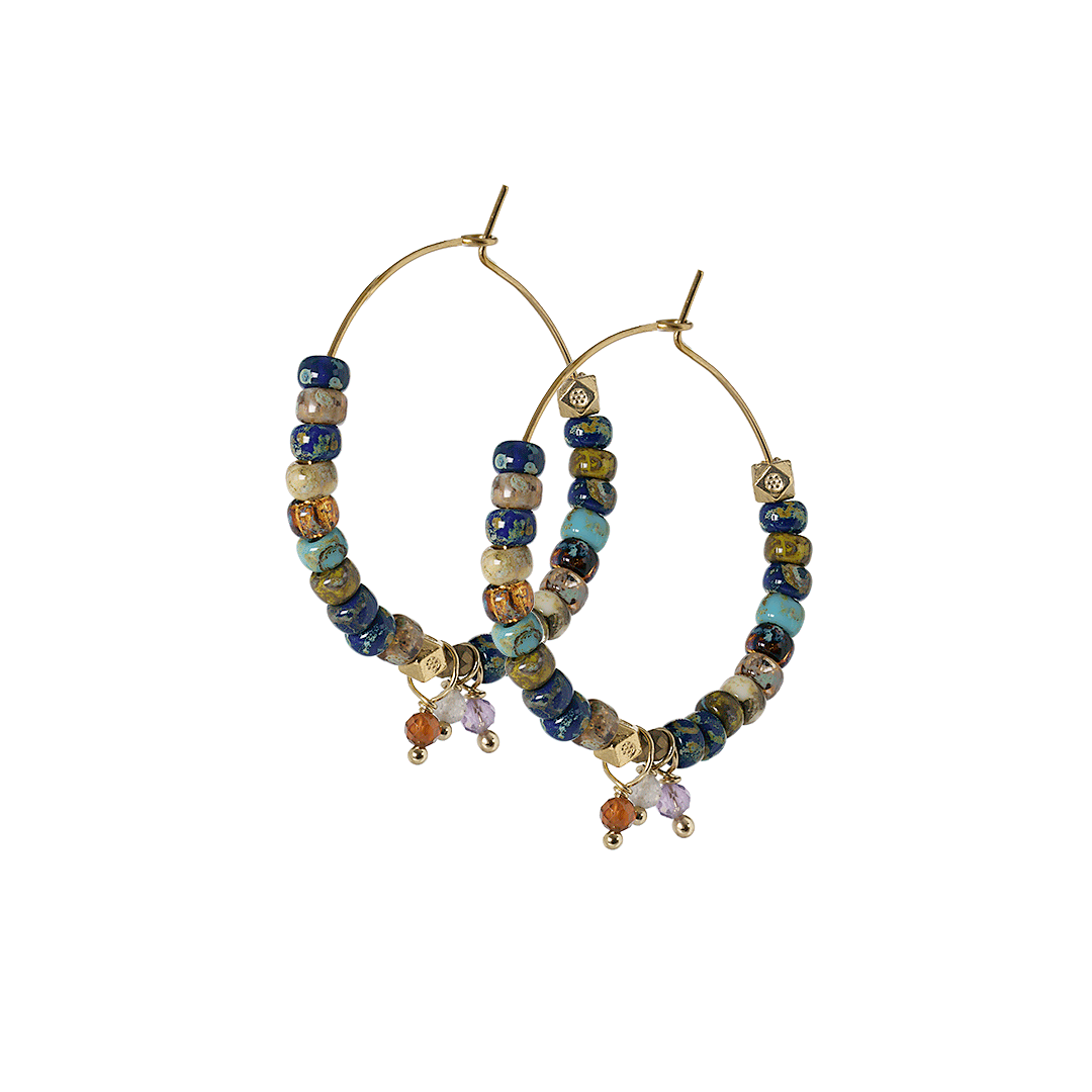 oorringen blauw mix goud tropical van pimpsandpearls pim b