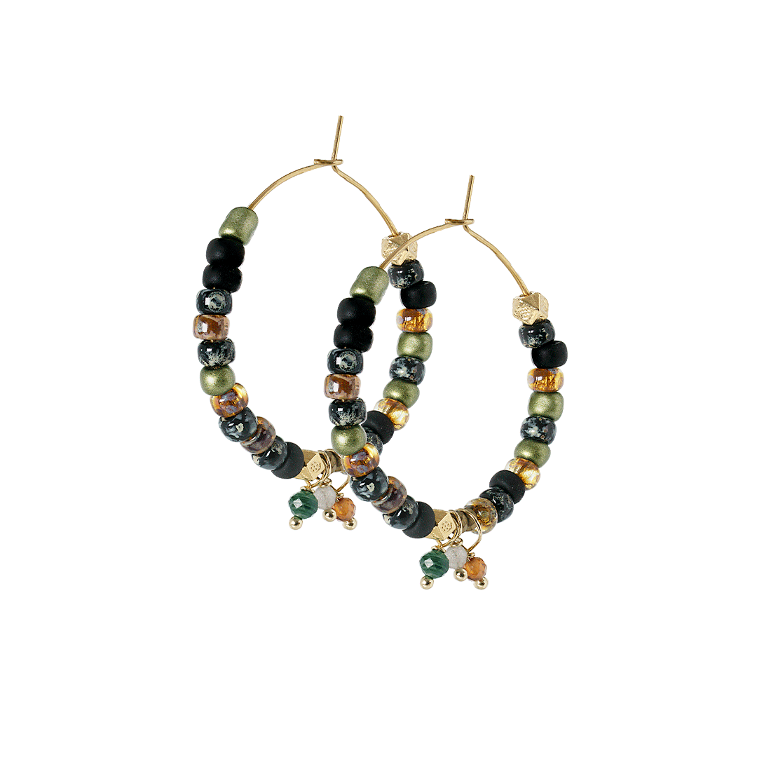 oorringen zwart mix goud tropical van pimpsandpearls b
