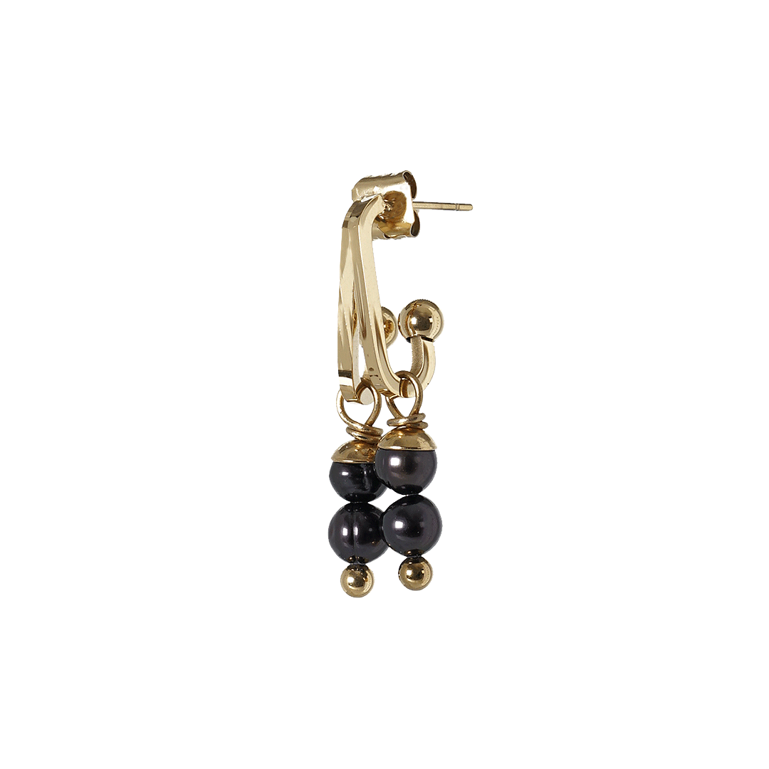 parel oorbellen zwart goud edelstaal van pimpsandpearls