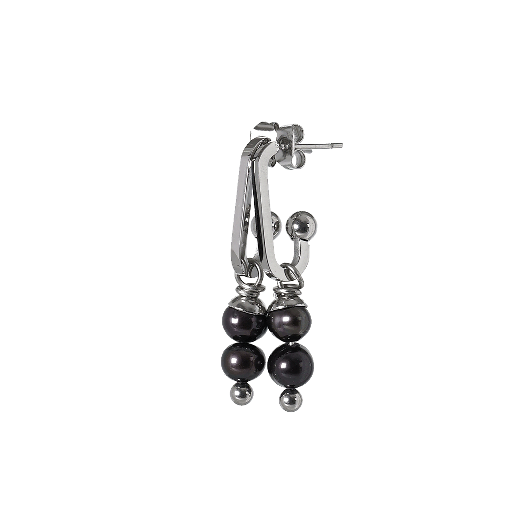 Black parel oorbellen zwart zilver edelstaal 628 pimpsandpearls