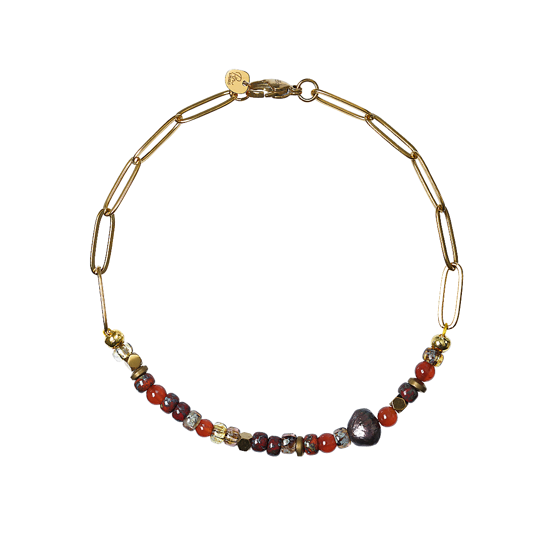 schakel armband edelsteen carneool rood miyuki tropical closed van pimpsandpearls