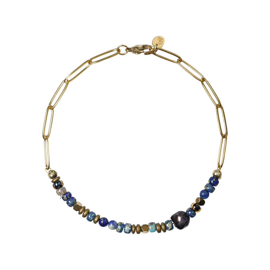 schakel armband edelsteen lapis lazuli blauw miyuki tropical closed van pimpsandpearls