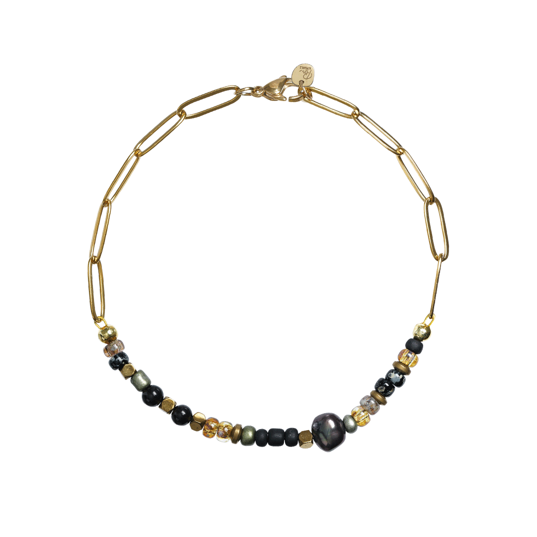 schakel armband edelsteen onyx zwart miyuki tropical closed van pimpsandpearls