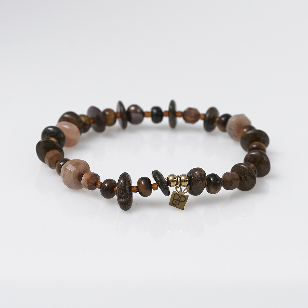 armband bruin beige edelsteen mix tropical rough van pimpsandpearls b