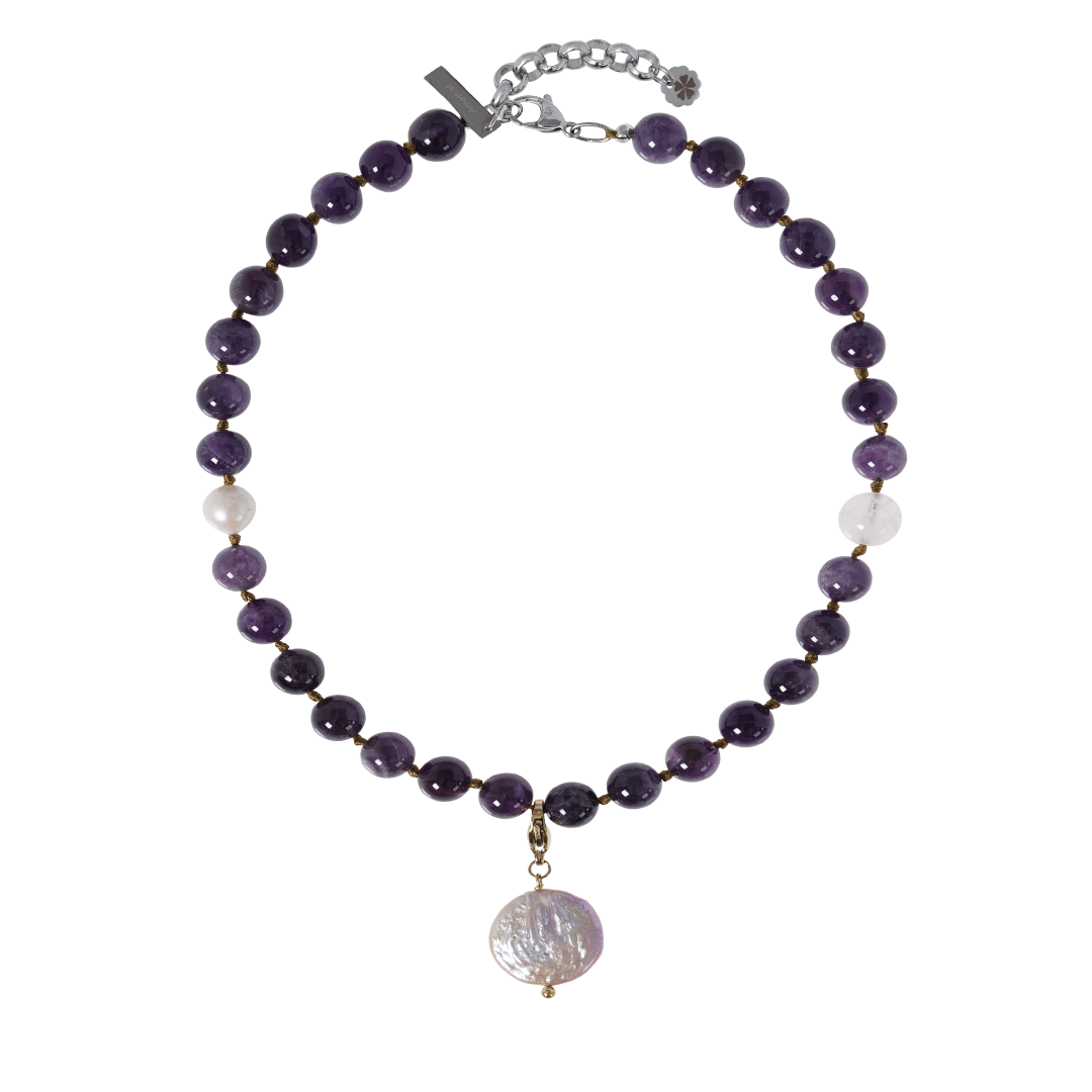 edelsteen ketting amethist paars mala van pimpsandpearls