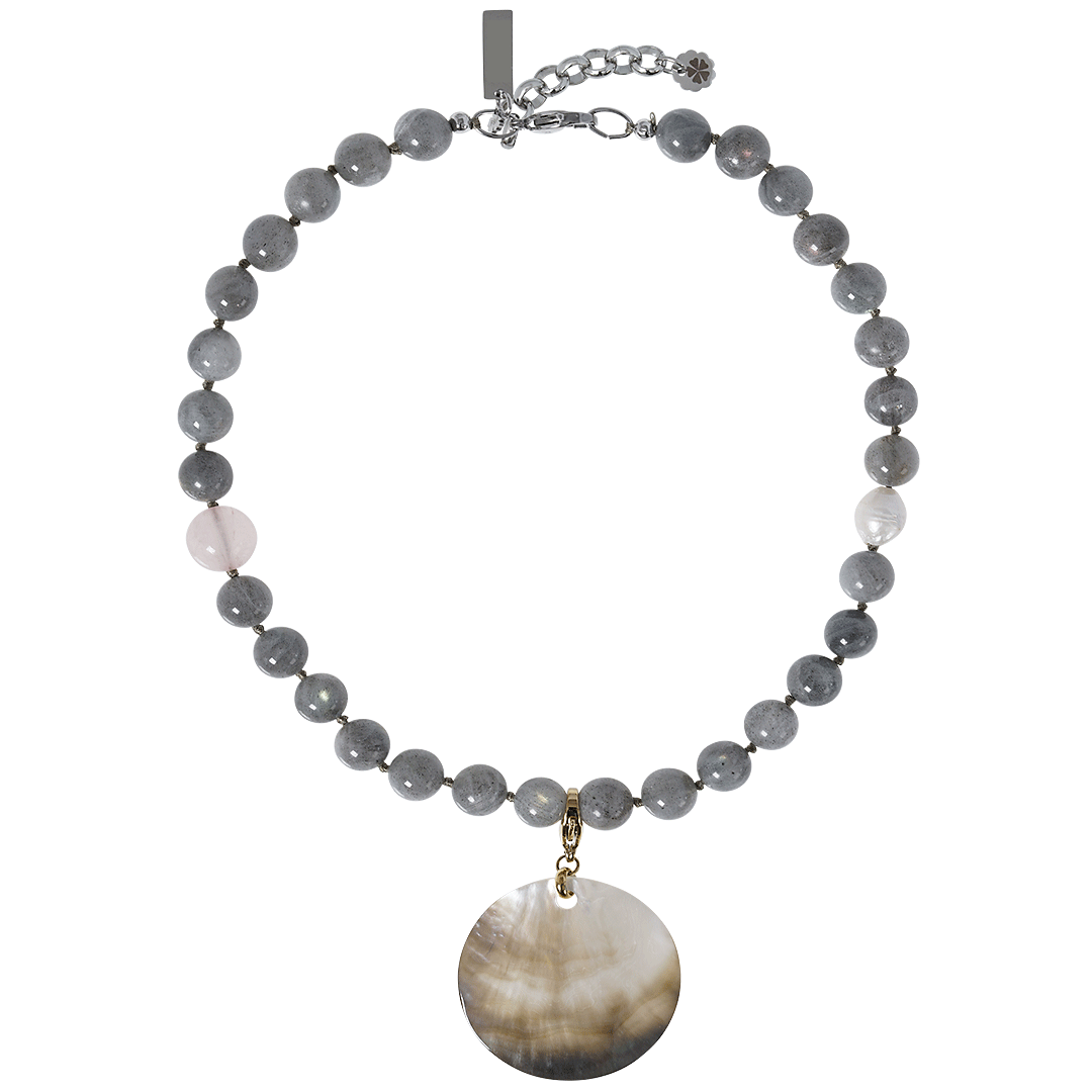 edelsteen ketting labradoriet grijs mala van pimpsandpearls