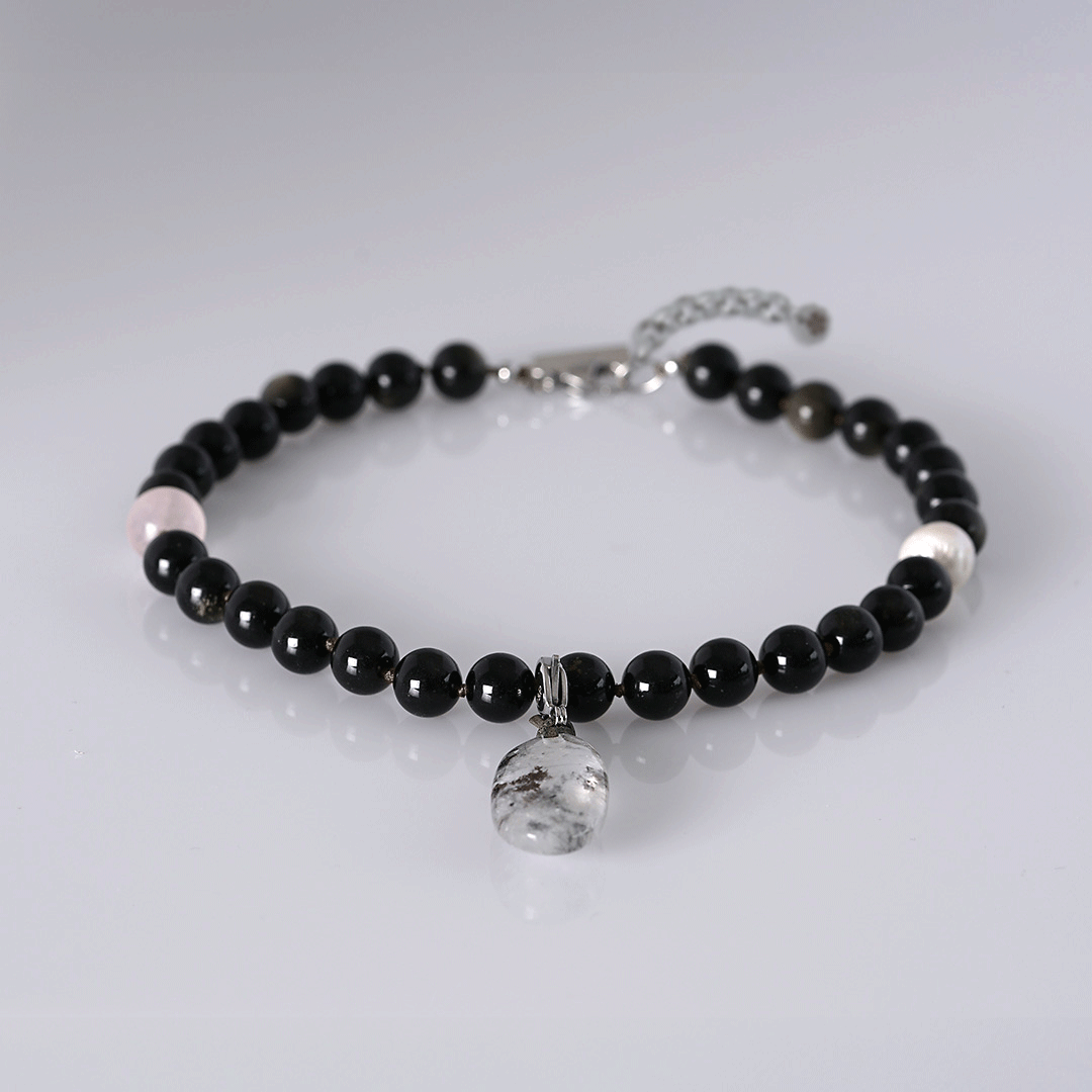 edelsteen ketting obsidiaan goud zwart mala van pimpsandpearls b
