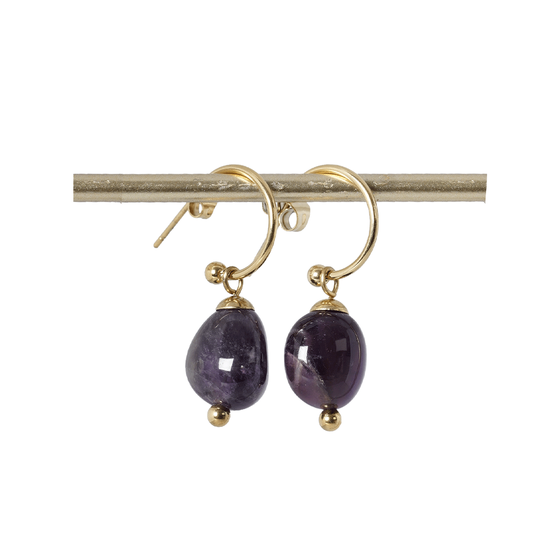 edelsteen oorbellen amethist paars goud van pimpsandpearls