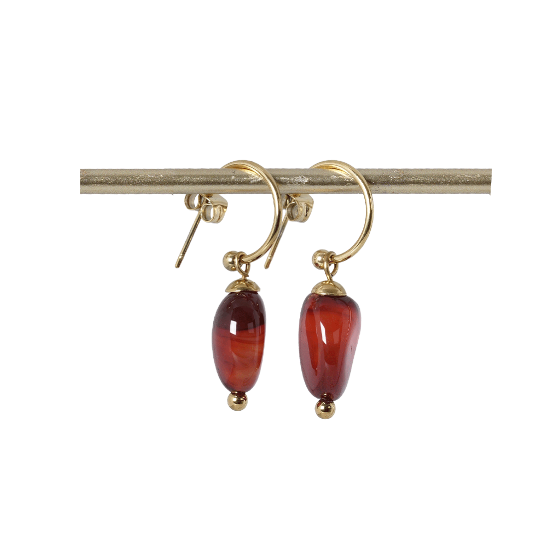 edelsteen oorbellen carneool oranje goud van pimpsandpearls