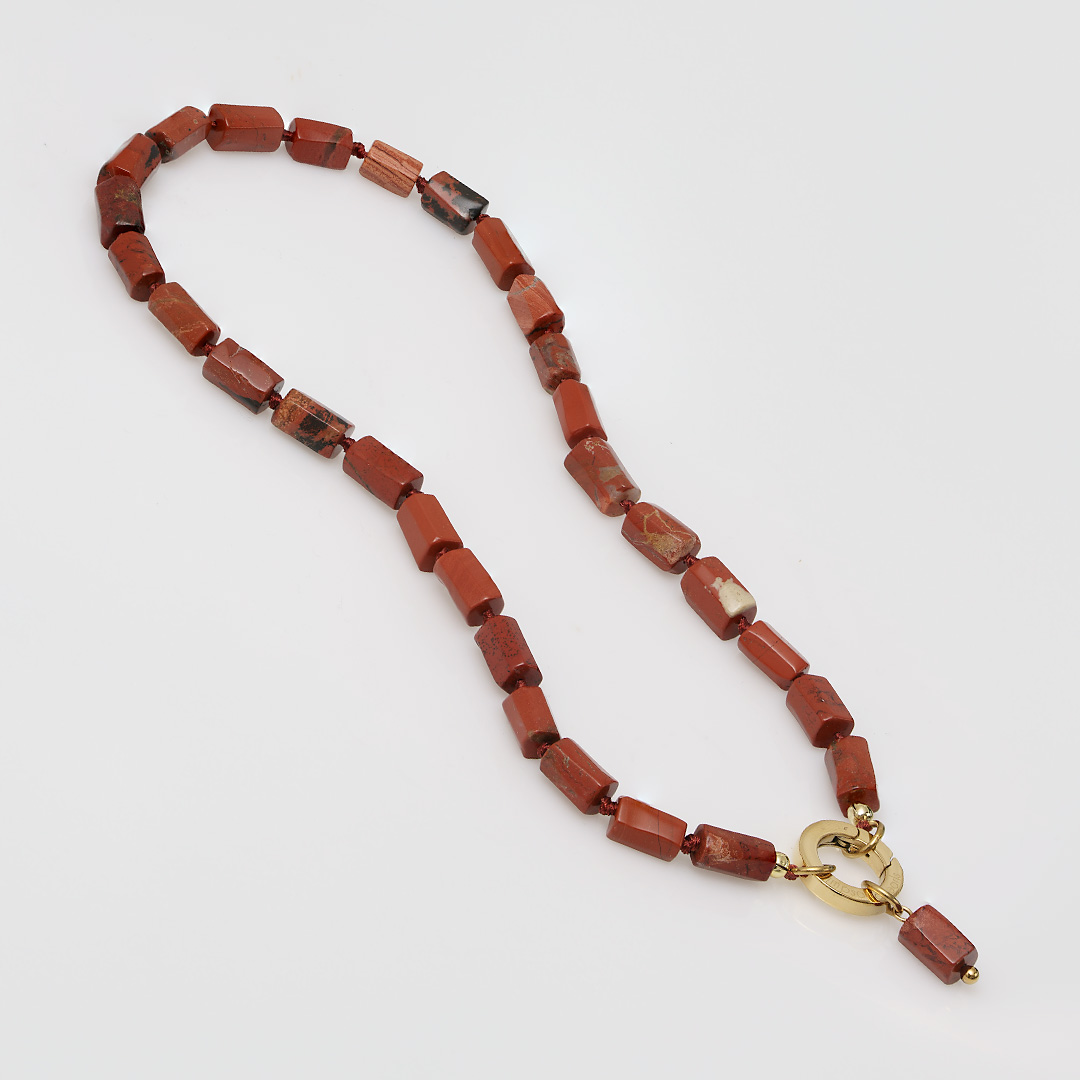 rode ketting jaspis hanger rough tropical van pimpsandpearls pim