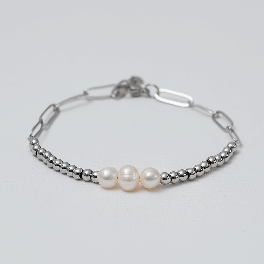 edelstaal armband parel zilver closed van pimpsandpearls pim
