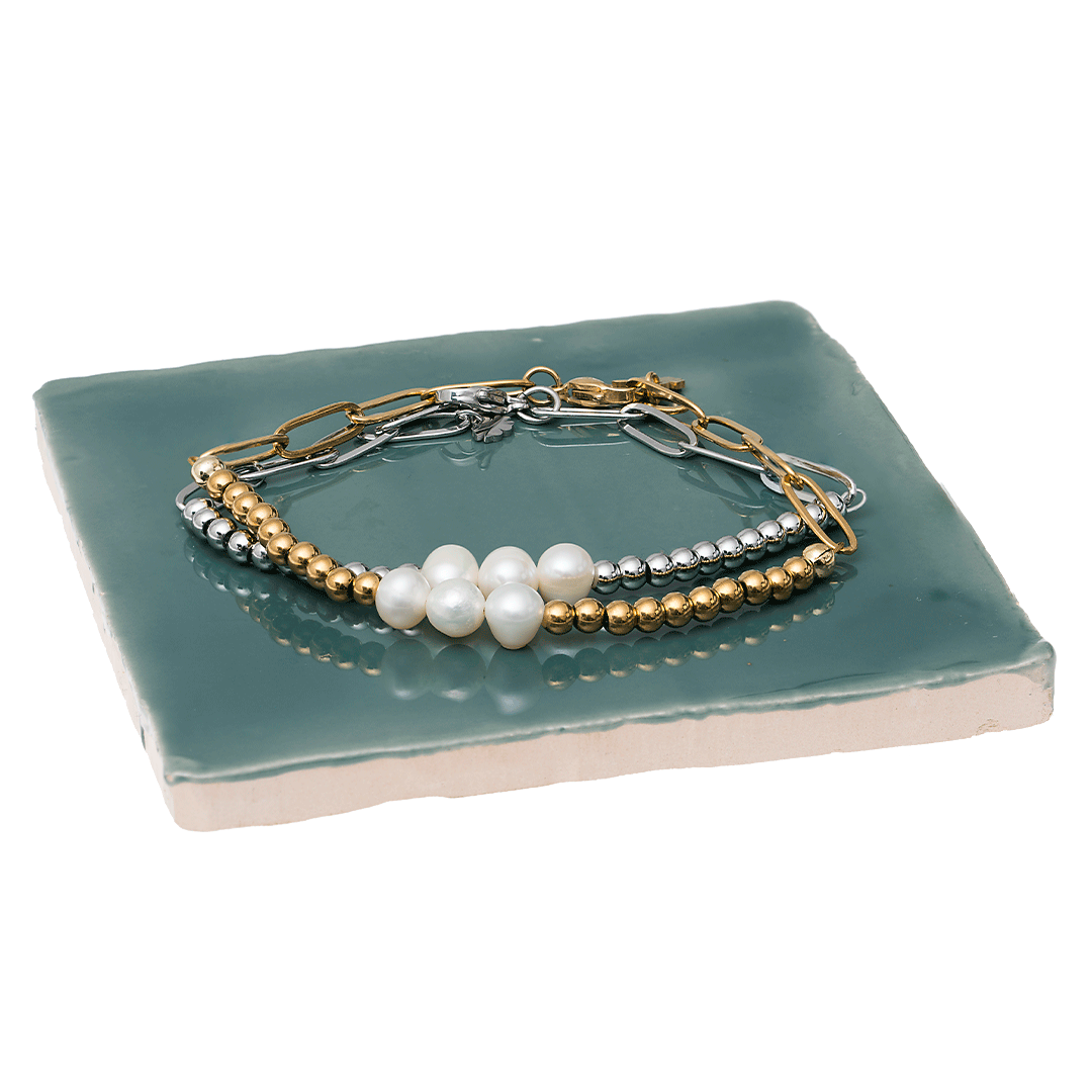 edelstaal armband parel zilver goud closed pimpsandpearls pim