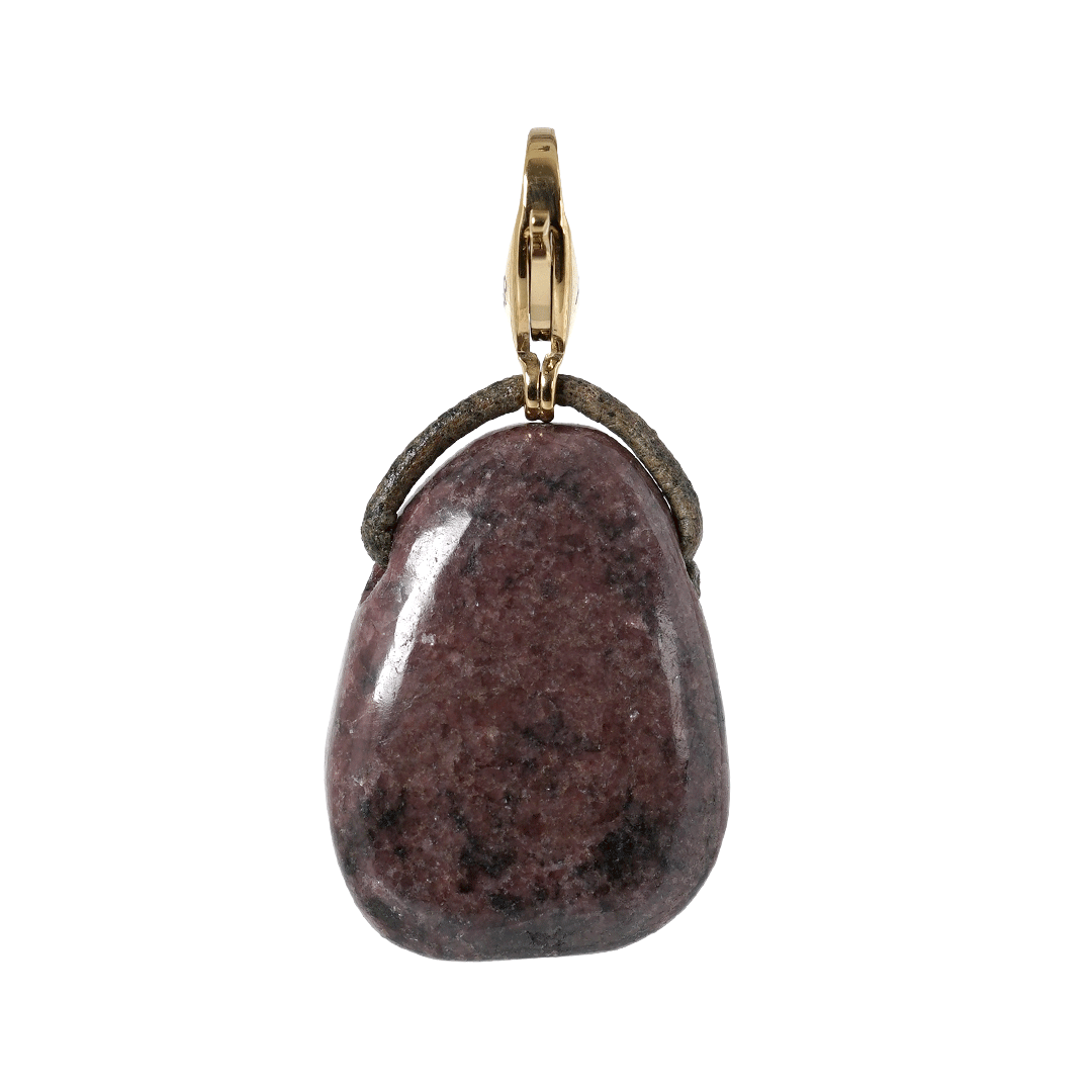 edelsteen hanger aardbeienkwarts goud mala van pimpsandpearls