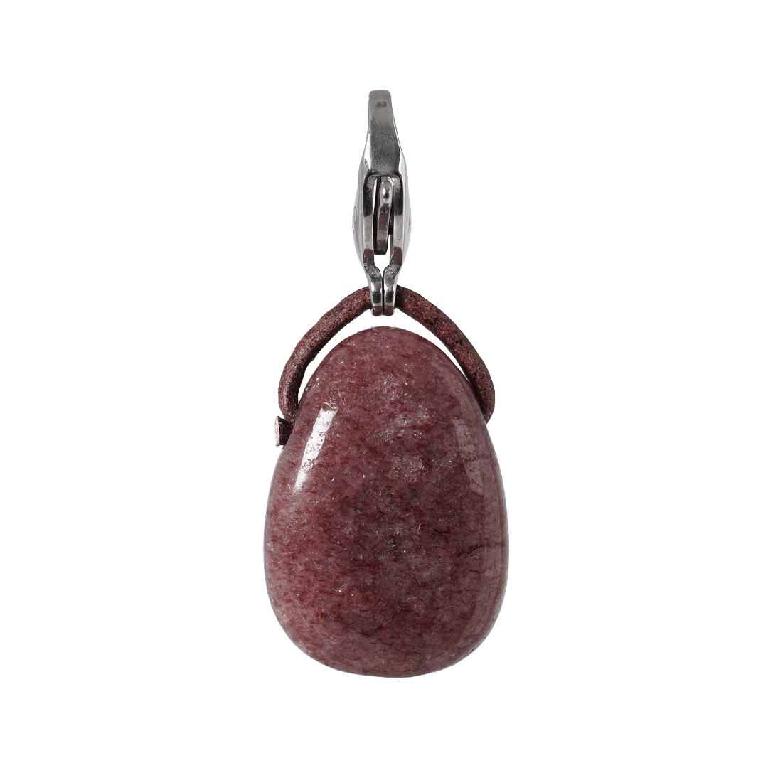 edelsteen hanger aardbeienkwarts zilver mala van pimpsandpearls