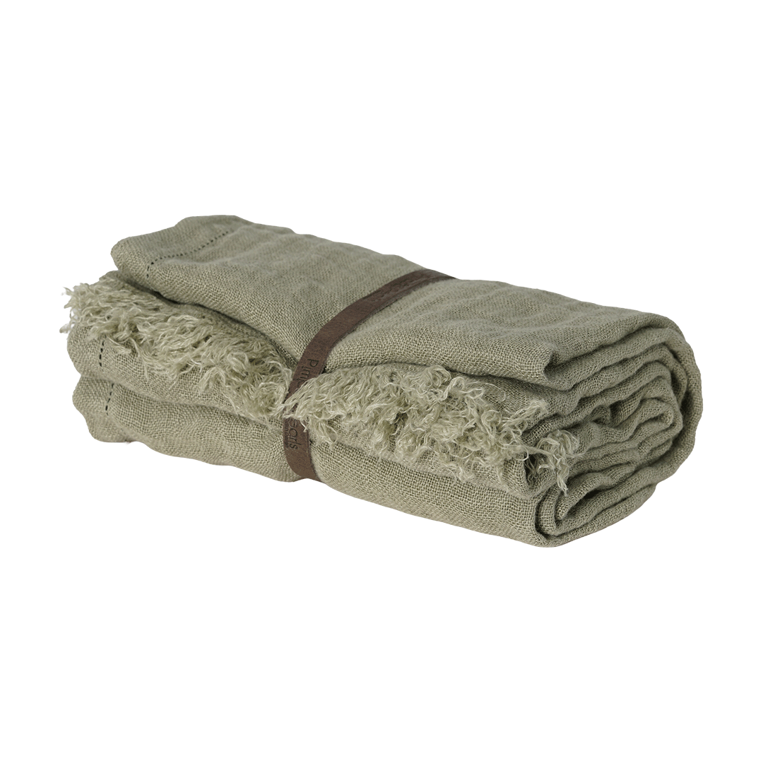 sjaal tijm groen rechthoek linnen 140x180cm van PimpsandPearls Pim b