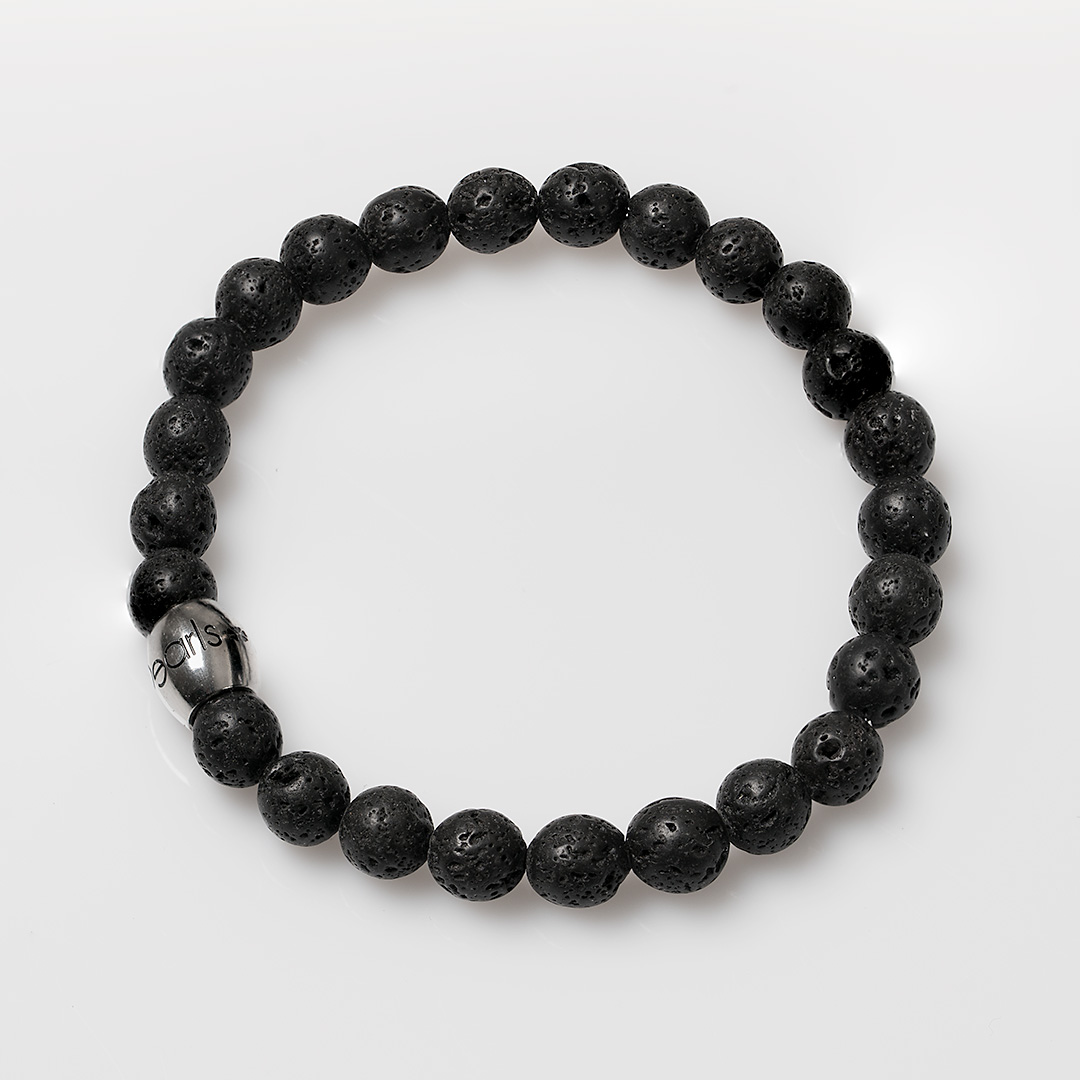 edelsteen heren armband lavasteen zwart van pimpsandpearls pim