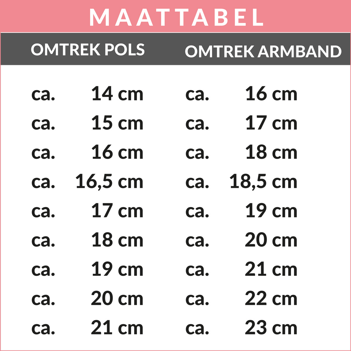 Maattabel-armbanden pimpsandpearls