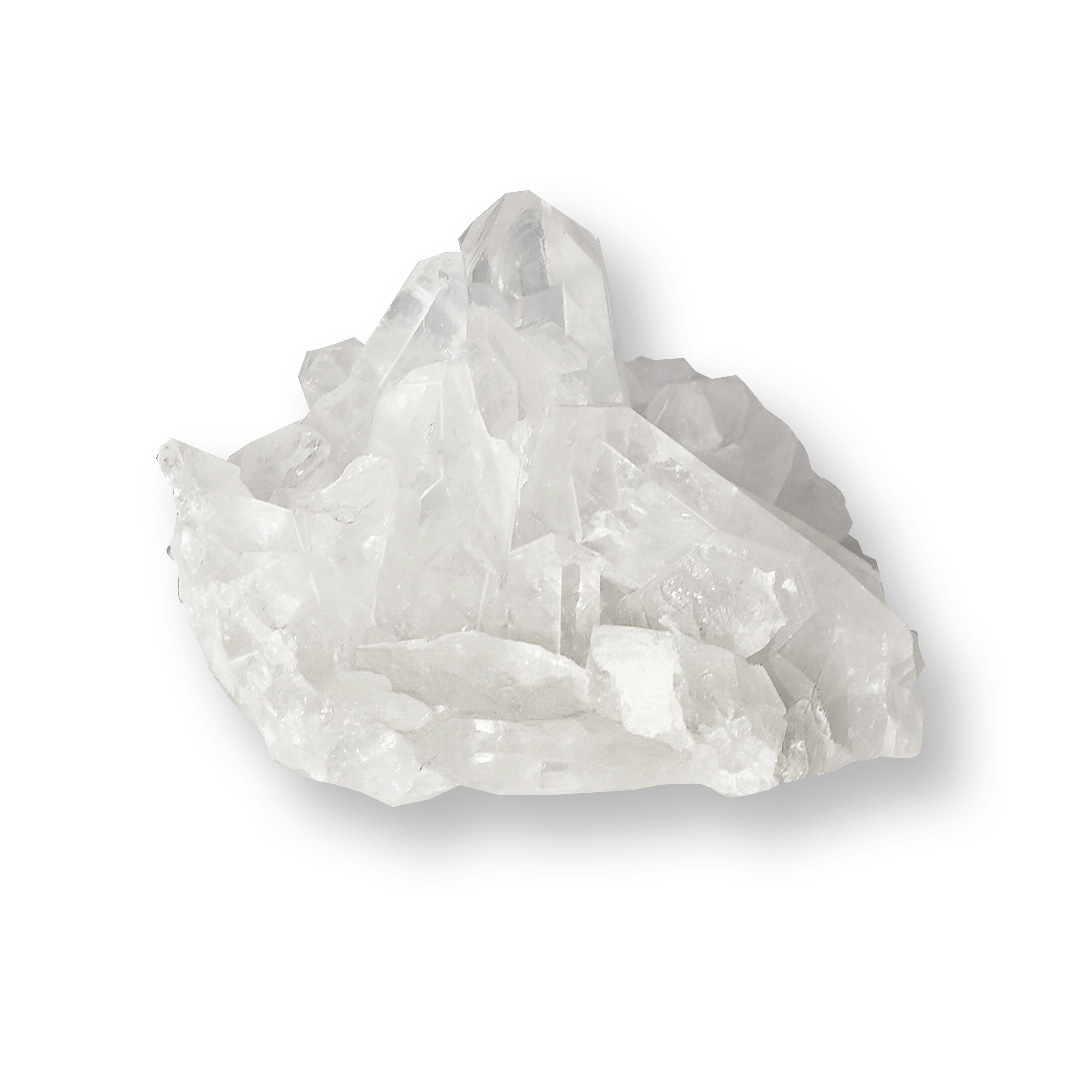 bergkristal wit ruw natuurlijke cluster van pimpsandpearls