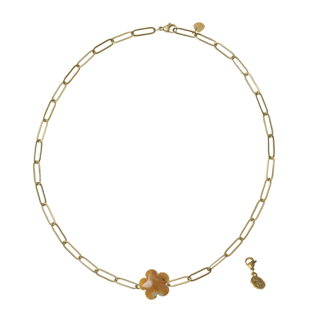 geboortebloem ketting narcis calciet geel van pimpsandpearls pim