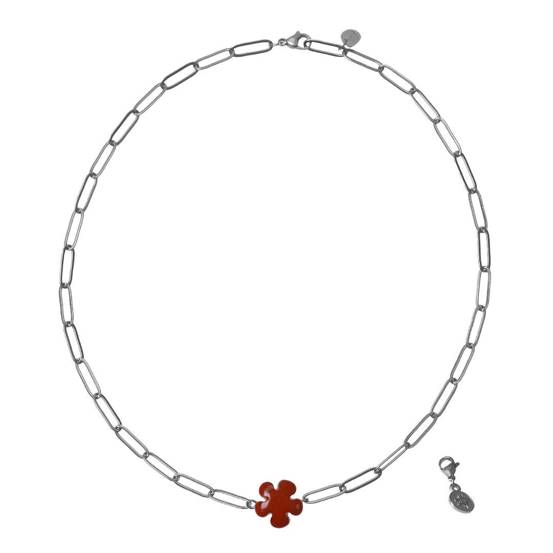 geboortebloem ketting papaver jaspis rood van pimpsandpearls pim