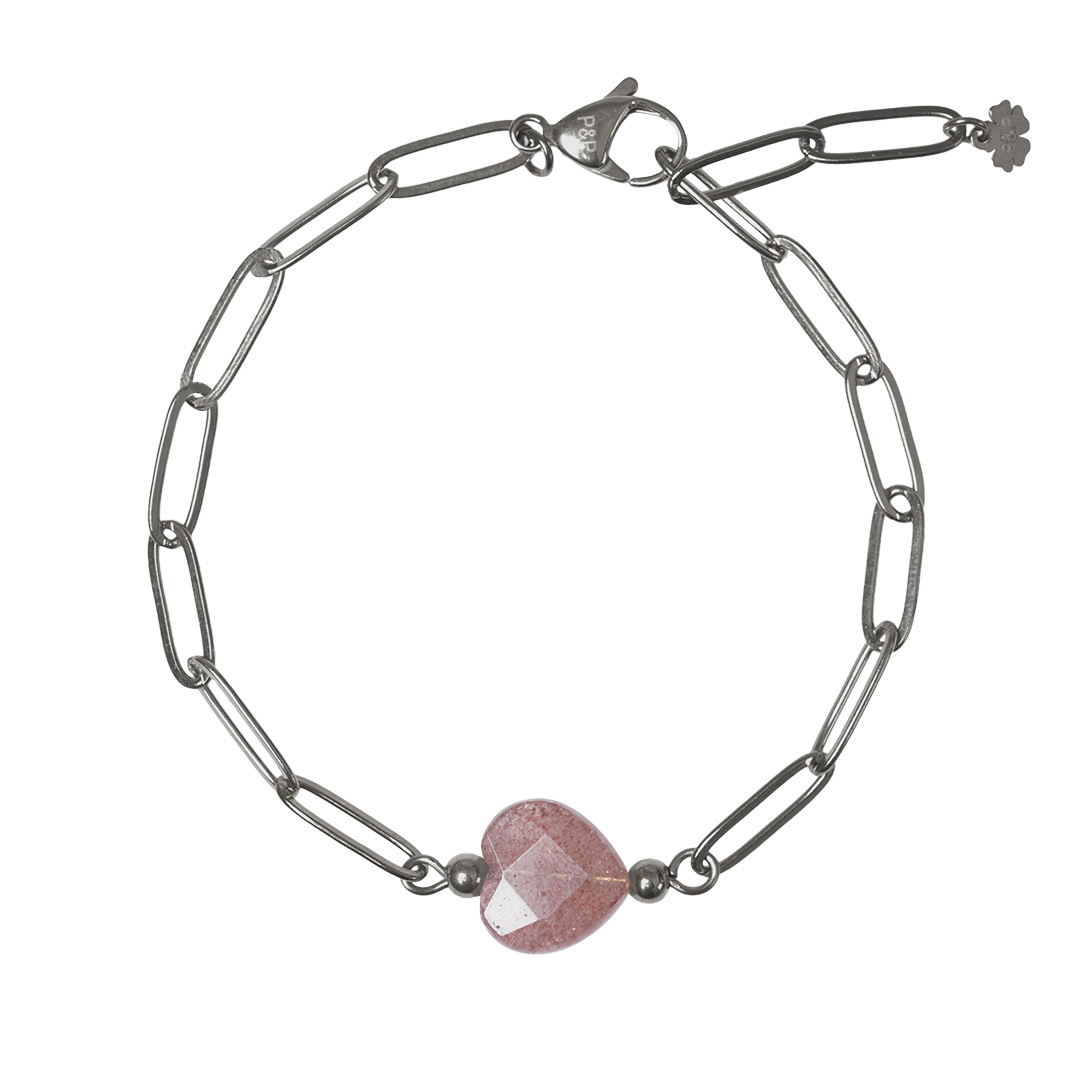 hart armband aardbeienkwarts edelsteen van pimpsandpearls pim