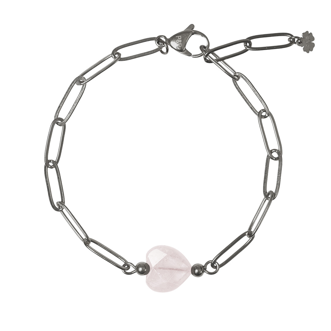 hart armband rozenkwarts edelsteen van pimpsandpearls pim