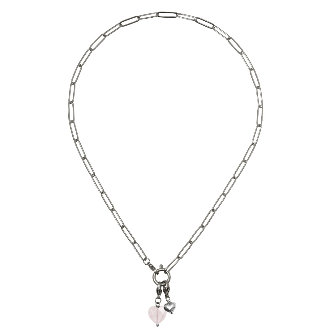 hart ketting rozenkwarts edelsteen van pimpsandpearls pim
