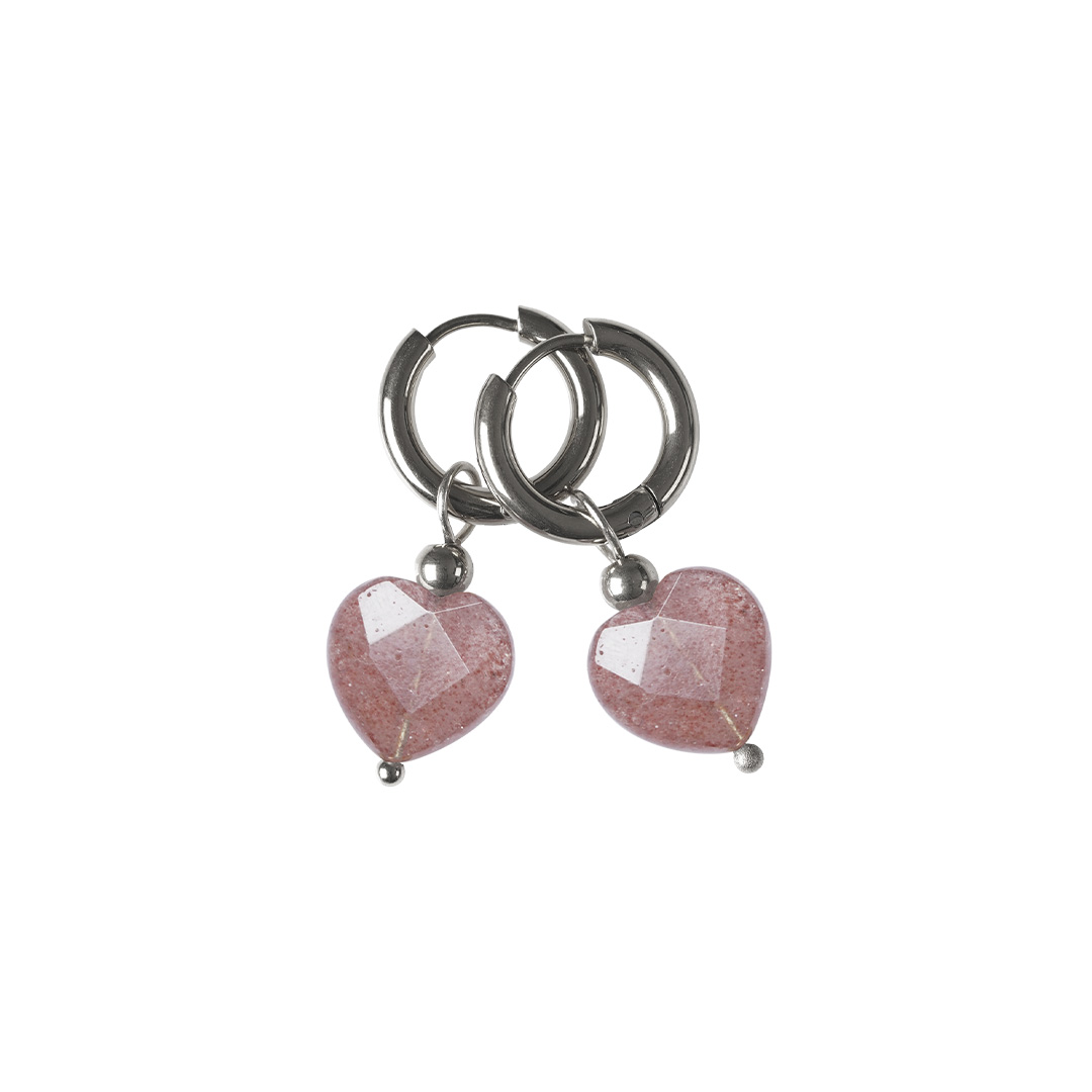 hart oorbellen aardbeienkwarts edelsteen van pimpsandpearls pim