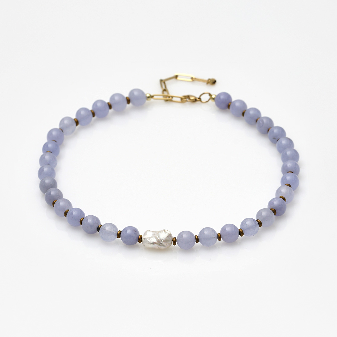 lichtblauw edelsteen korte ketting jade van pimpsandpearls pim
