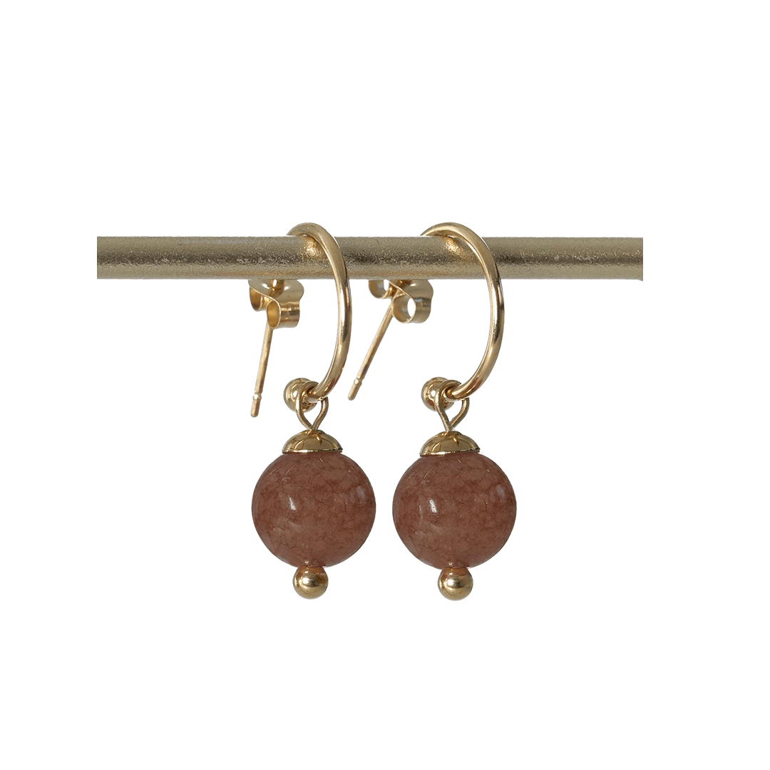 oranje edelsteen oorbellen gold plated jade van pimpsandpearls pim