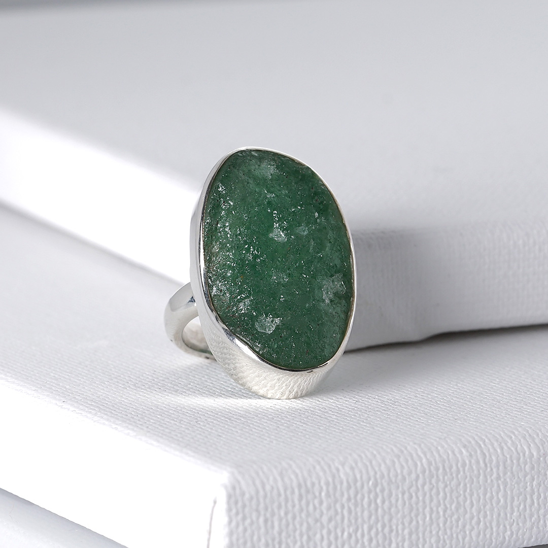zilver edelsteen ring aventurijn verstelbaar b maat 56 zijkant pimpdandpearls pim