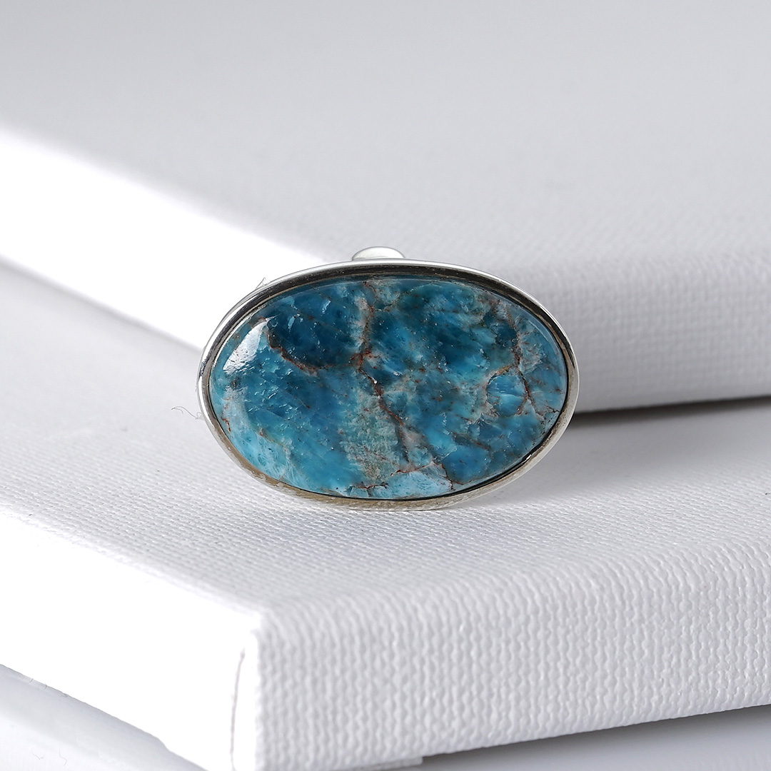zilver ring apatiet edelsteen verstelbaar maat 57 liggend pimpdandpearls pim