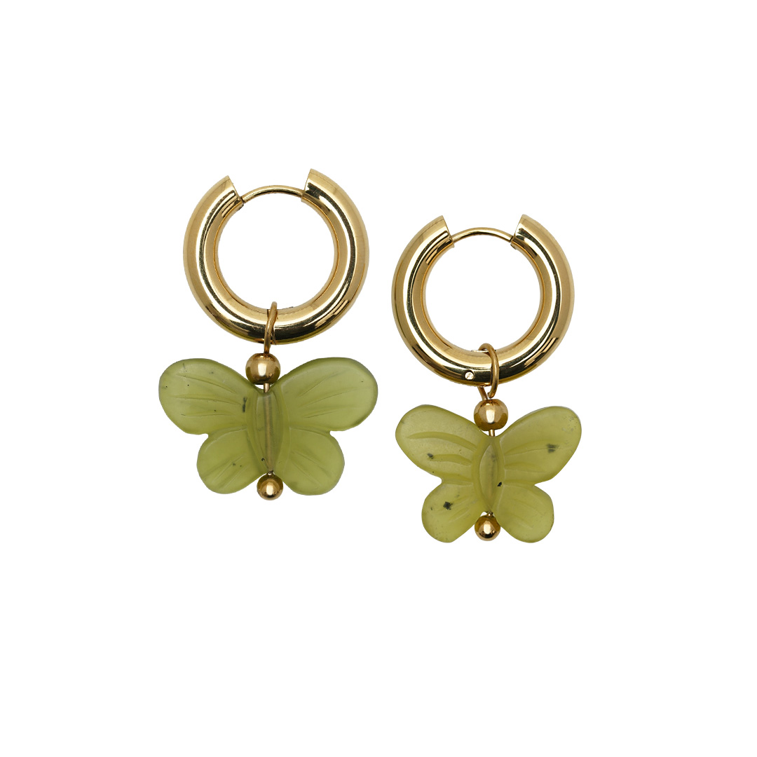 Vlinder goud creool oorbellen 904 89G PimpsandPearls vooraanzicht