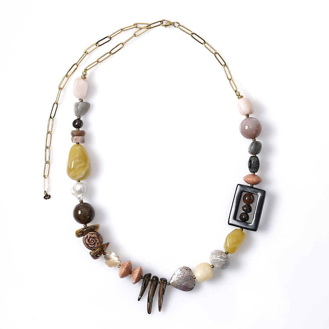 chunky earth ketting edelsteen grote kralen van pimpsandpearls pim